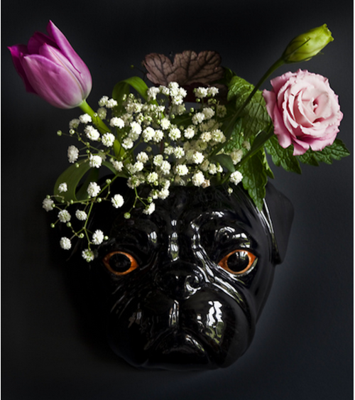 Carlino Nero - Piccolo vaso da parete Cane Quail Ceramics vasi eleganti per interni per fiori decorativi design kitatori sviz...