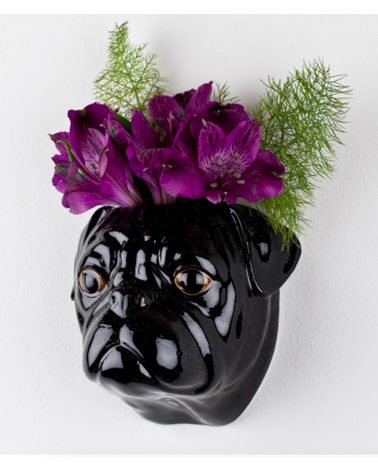 Carlino Nero - Piccolo vaso da parete Cane Quail Ceramics vasi eleganti per interni per fiori decorativi design kitatori sviz...