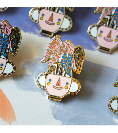 Enamel Pins - Polka Dot Begonia Angelope Design broches and pins hat pin badges collectible