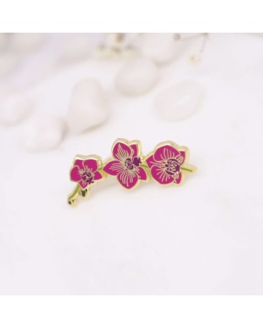 Pin's - Orchidée rose Plant Scouts pins rare métal originaux bijoux suisse