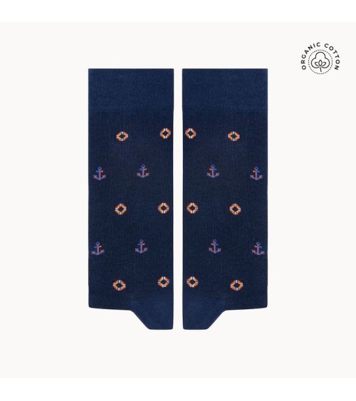 Bateau - Chaussettes à motifs en coton bio - Bleu The Captain Socks jolies pour femme originales pour homme chausset rigolote...
