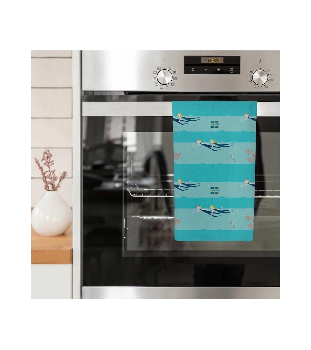 Nageurs des mers - Serviette, torchon de cuisine Ellie Good illustration torchon vaisselle qualité serviette haut de gamme be...
