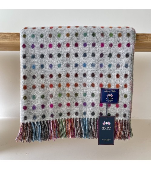 MULTI SPOT Grey - Merino wool blanket Bronte by Moon warm cozy soft sofa throw blanket picnic throws and blankets
