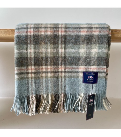 GLEN COE Aqua - Pure new wool blanket Bronte by Moon warm cozy soft sofa throw blanket picnic throws and blankets