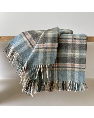 GLEN COE Aqua - Pure new wool blanket Bronte by Moon warm cozy soft sofa throw blanket picnic throws and blankets