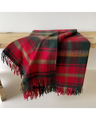 Plaid tartan DARK MAPLE - Couverture en laine merinos Bronte by Moon anglaise plaid tartan ecossais 100 laine highland