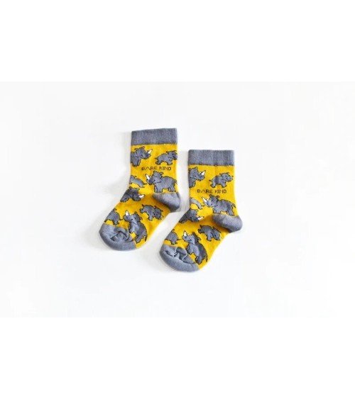 Sauvez les rhinocéros - Chaussettes enfant en bambou Bare Kind jolies pour femme originales pour homme chausset rigolotes dro...