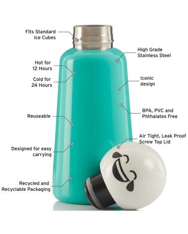 Gourde Isotherme - Skittle Bottle 300ml - Turquoise Lund London gourde sport metal d eau aluminium thé design