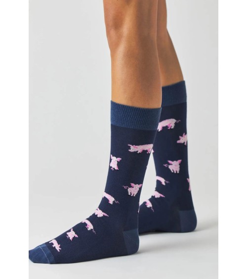 Calzini - BePig - Maiale - Blu navy Besocks calze da uomo per donna divertenti simpatici particolari