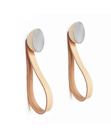 Patère Murale en bois et aluminium avec sangle en cuir 5mm Paper Kitatori suisse