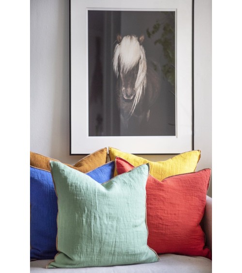 EVY - Housse de coussin en lin et coton Brita Sweden coussins décoratifs pour canapé salon deco original suisse