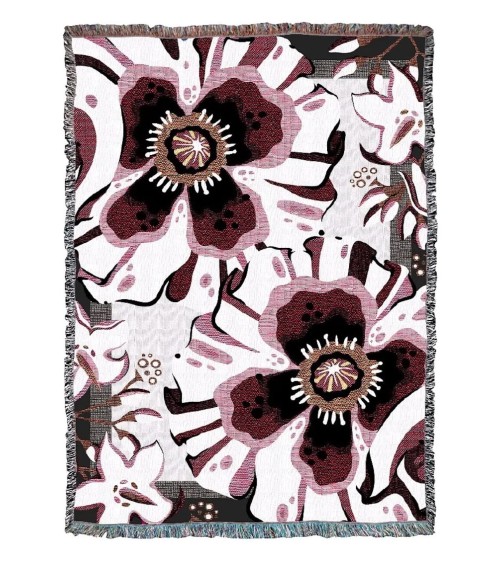 Deadly Bloom Drama - Woven cotton blanket House of Hopstock best cozy soft throws and blankets for sofa