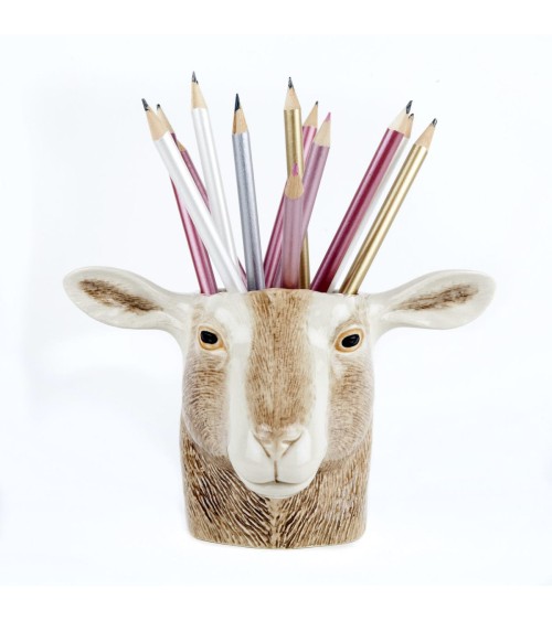 Chèvre Toggenburg - Porte crayon & stylo, Petit pot de fleur Quail Ceramics bureau original design pour plantes intérieur à c...