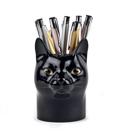 Lucky - Porte crayon & stylo, Petit pot de fleur - Chat noir Quail Ceramics bureau original design pour plantes intérieur à c...