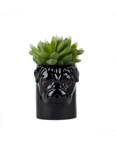 Schwarzer Mops - Stiftehalter & Blumentopf - Hund Quail Ceramics schreibtisch büro kinder besteckbehälter make up pinselhalter
