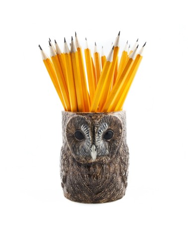 Waldkauz - Stiftehalter & Blumentopf Quail Ceramics schreibtisch büro kinder besteckbehälter make up pinselhalter
