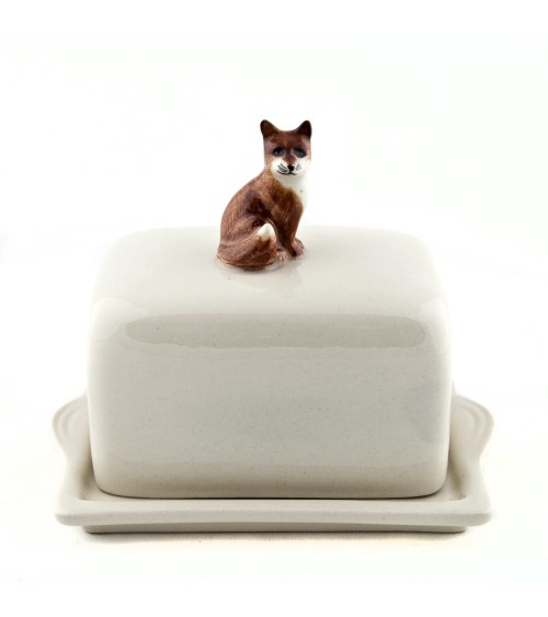 Renard - Beurrier en céramique Quail Ceramics blanc design original