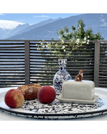 Renard - Beurrier en céramique Quail Ceramics blanc design original