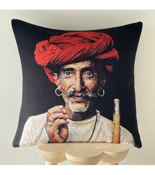 Rabari Shepherd by Steve McCurry - Cushion cover Yapatkwa decorative accent throw pillows cases sofa original
