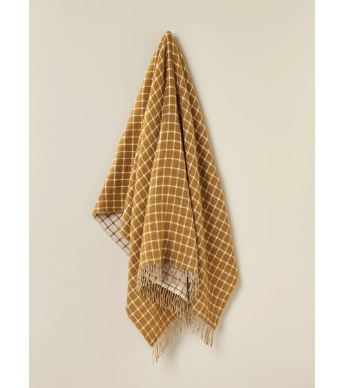 ATHENS Gold - Plaid canapé, couverture en laine mérinos Bronte by Moon un plaid cocooning couverture chaude douce plaide lit