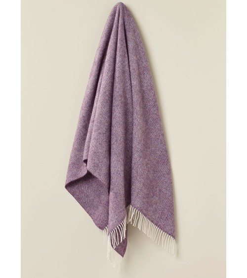 Plaid HERRINGBONE Lavande - Couverture pure laine vierge Bronte by Moon un plaid cocooning couverture chaude douce plaide lit