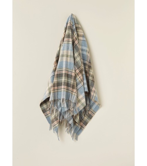 Plaid GLEN COE Aqua - Couverture pure laine vierge Bronte by Moon un plaid cocooning couverture chaude douce plaide lit