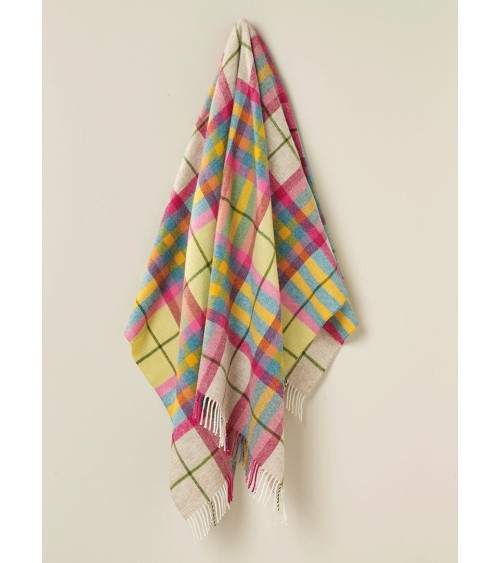 FALMOUTH Ivory / Pink - Pure new wool blanket Bronte by Moon warm cozy soft sofa throw blanket picnic throws and blankets
