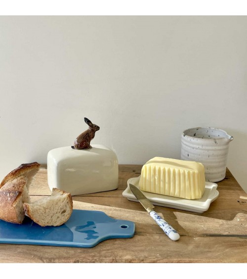 Lièvre - Beurrier en céramique Quail Ceramics blanc design original