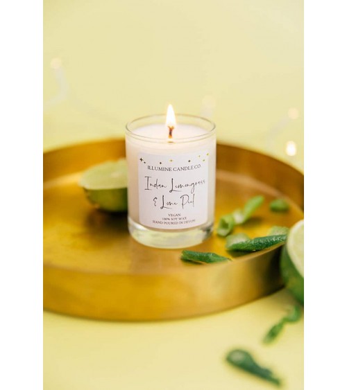 Citronnelle indienne et écorce de citron vert - Bougie Parfumée  artisanale maison originale naturelle suisse