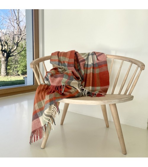 Portree orange - Wolldecke, Merino Decke Bronte by Moon Schafwolldecke warme Woll Decken Sofa wohndecke kaufen