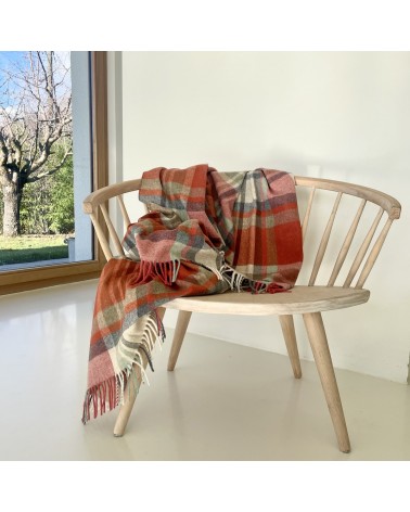 Portree orange - Wolldecke, Merino Decke Bronte by Moon Schafwolldecke warme Woll Decken Sofa wohndecke kaufen