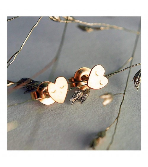 Coeur regard - Boucles d'oreilles dorées à l'or fin Adorabili Paris fantaisie original femme suisse