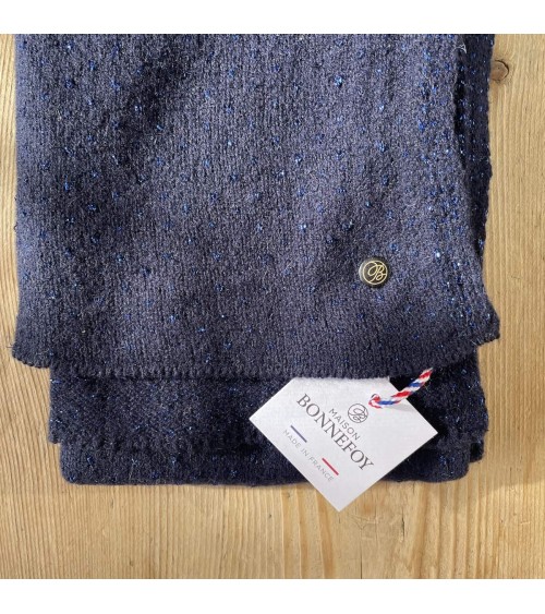 Manon blau - Schal aus Wolle, Kaschmir und Seide Maison Bonnefoy Damen Winter Winterschal Herrenschal woll schal mit fransen ...