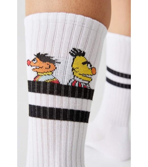 Be Sesame Street Epi & Blas - Chaussettes de sport blanches Besocks jolies pour femme originales pour homme chausset rigolote...