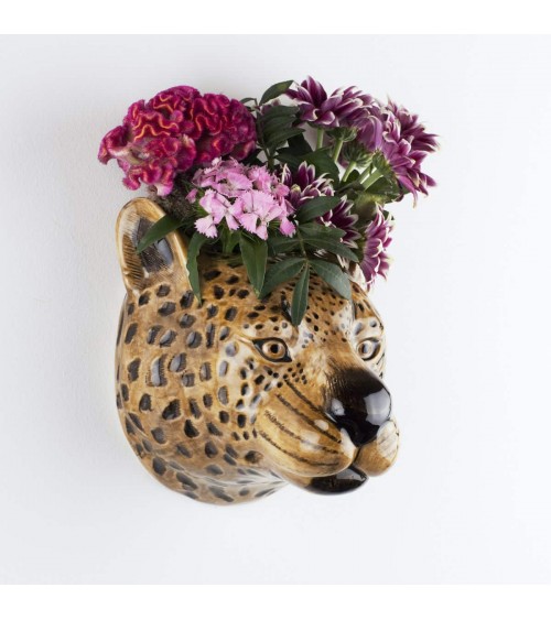 Léopard - Vase mural en céramique Quail Ceramics design fleur décoratif original kitatori suisse