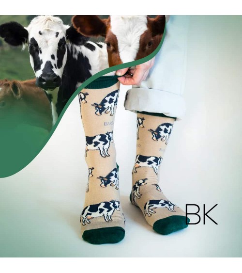Sauvez les Vaches - Chaussettes en bambou Bare Kind jolies pour femme originales pour homme chausset rigolotes drole Suisse