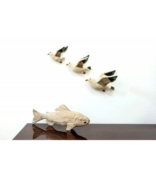 Décoration murale oiseaux - Trio de Mouettes volantes Sew Heart Felt Kitatori Suisse