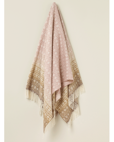 Wolldecke OMBRE DIAMOND Rosa / Kamel - Decke, Kuscheldecke Bronte by Moon Schafwolldecke warme Woll Decken Sofa wohndecke kaufen