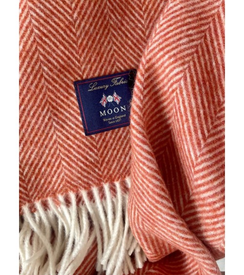 Wolldecke HERRINGBONE Orange / Rost - Merino Decke, Kuscheldecke Bronte by Moon Schafwolldecke warme Woll Decken Sofa wohndec...