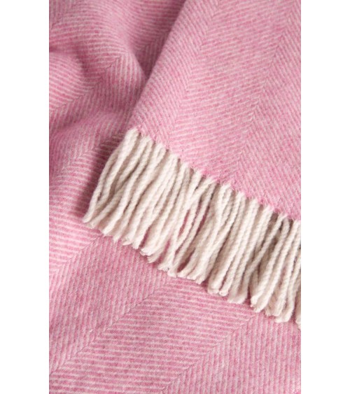 Wolldecke HERRINGBONE XL blasses Rosa - Kuscheldecke, Bettdecke Bronte by Moon Schafwolldecke warme Woll Decken Sofa wohndeck...