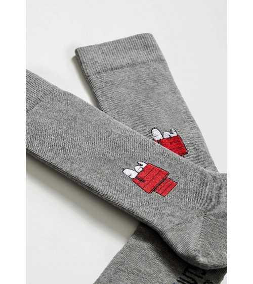 BeSnoopy House - Calzini grigi con motivo Snoopy ricamato Besocks calze da uomo per donna divertenti simpatici particolari