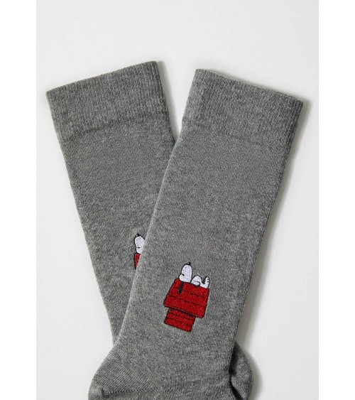 BeSnoopy House - Calzini grigi con motivo Snoopy ricamato Besocks calze da uomo per donna divertenti simpatici particolari