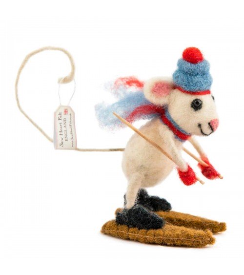 Topolino che scia - Oggetto decorativo Sew Heart Felt particolari kitatori svizzera