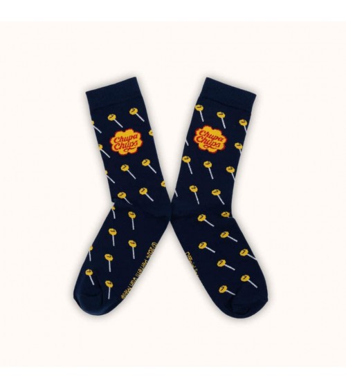 Chupa Chups - Chaussettes bleues en coton Label Chaussette jolies pour femme originales pour homme chausset rigolotes drole S...