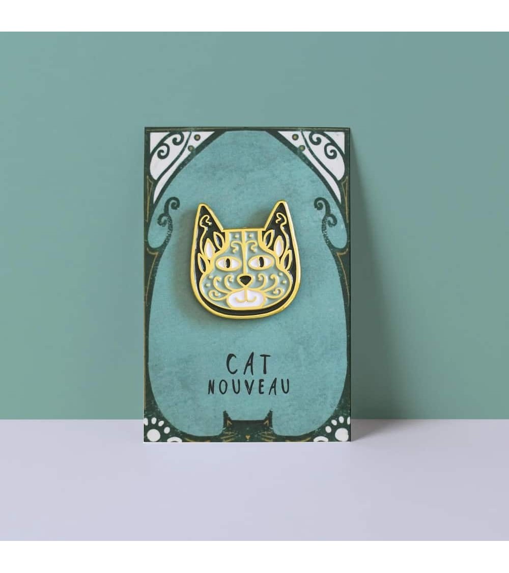 Pin Anstecker, Anstecknadel Katze - Cat Nouveau Art Meowment Niaski Anstecknadel Ansteckpins pins anstecknadeln kaufen