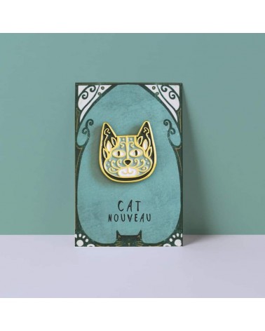 Pin Anstecker, Anstecknadel Katze - Cat Nouveau Art Meowment Niaski Anstecknadel Ansteckpins pins anstecknadeln kaufen