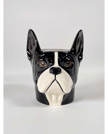 Bouledogue Français - Porte crayon & stylo, Petit pot de fleur Quail Ceramics bureau original design pour plantes intérieur à...