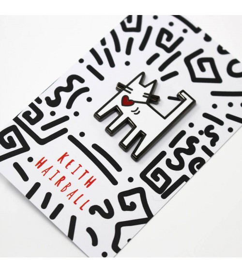 Pin's chat - Keith Hairball Niaski pins rare métal originaux bijoux suisse