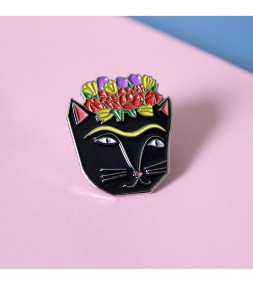 Pin's chat - Frida Catlo Niaski pins rare métal originaux bijoux suisse