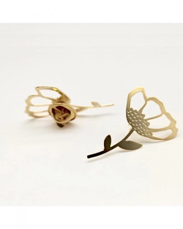 Fleur - Pin's en laiton doré My Lovely Thing pins rare métal originaux bijoux suisse